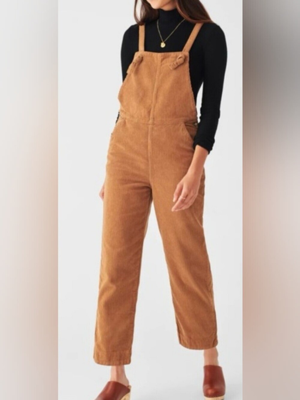 Faherty Womens Brown Corduroy Wide Leg Overalls - Size Medium